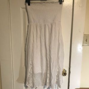 Venus white strapless ruched cover up dress medium